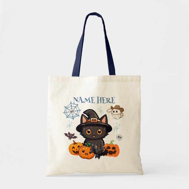 Bolsa Tote Gatinho Azul de Bruxa Doce Doce (Frente)