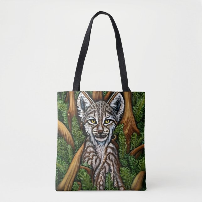 Bolsa Tote Gatinho bonito e adorável do Lynx (Frente)