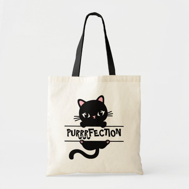 Bolsa Tote Gatinho Bonito Subindo Um Sinal (Frente)