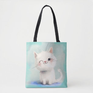 Bolsa Tote Gatinho Branco Bonito
