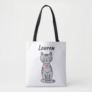 Bolsa Tote Gatinho Cinza Personalizado