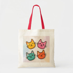 Bolsa Tote Gatinho Colorido Faces Tote Bag