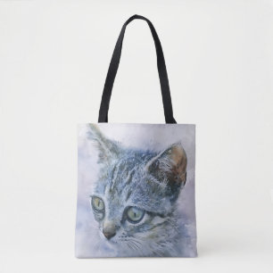 Bolsa Tote Gatinho de Arte de Cinza doce