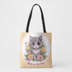 Bolsa Tote Gatinho de Cinza Gelado Personalizado