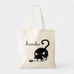 Bolsa Tote Gatinho de desenho animado com mouse de brinquedo