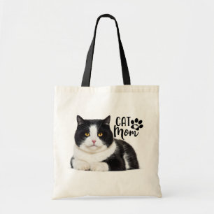 Bolsa Tote Gatinho De Gatinhos Bonitos Mãe Gato Branco Preto
