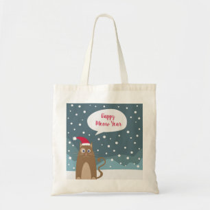 Bolsa Tote Gatinho de Natal bonito em xmas, paisagem nevada