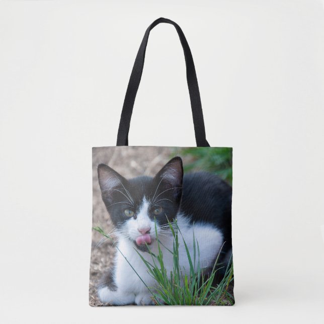 Bolsa Tote gatinho de tuxedo (Frente)