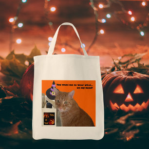 Bolsa Tote Gatinho do Dia das Bruxas - desgaste que