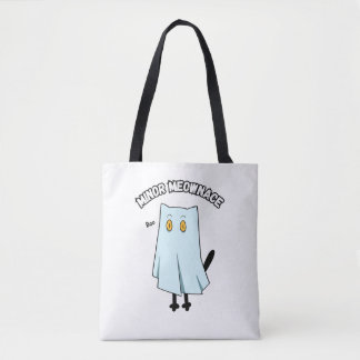 Bolsa Tote Gatinho Fantasma Azul Divertido Meownace Menor no