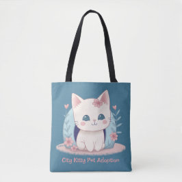 Bolsa Tote Gatinho feliz e bonito com uma casa