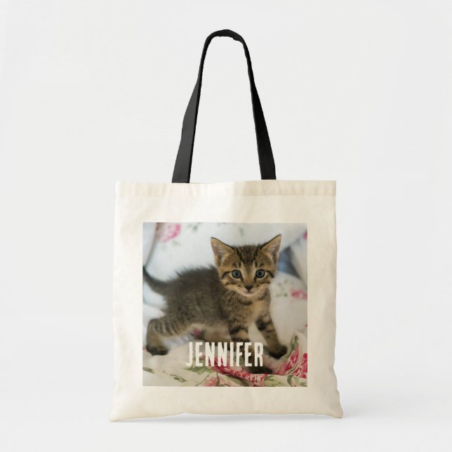 Bolsa Tote Gatinho Gatinho Gelado, Surpreso (Frente)