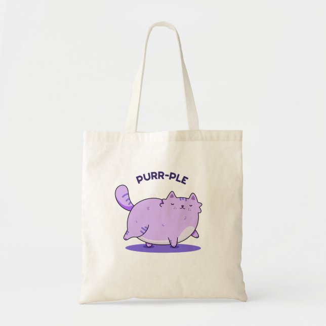 Bolsa Tote Gatinho Gato Gato Roxo Engraçado (Frente)