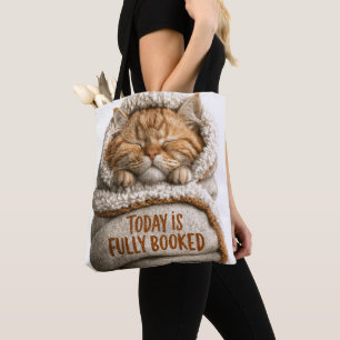 Bolsa Tote Gatinho Ginger Adormecido Envolvido em Cobertor Fo
