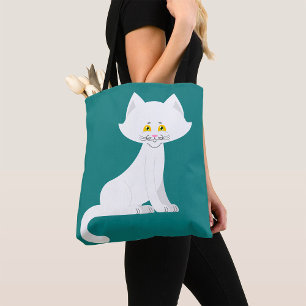 Bolsa Tote Gatinho Minimalista Gato Branco