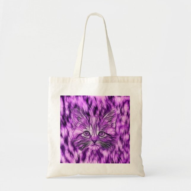 Bolsa Tote Gatinho roxo bonito e adorável (Frente)