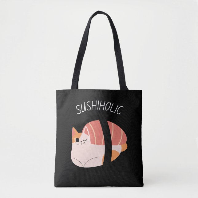 Bolsa Tote Gatinho Sushiholical com Kawaii Sushi (Frente)