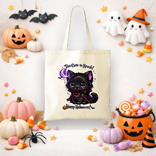 Bolsa Tote Gatinho Vampiro Preto Kawaii Dia das Bruxas