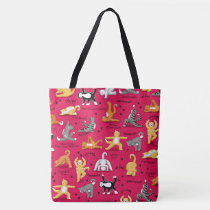 Bolsa Tote Gatinho Yoga Possui Amarelo Vermelho