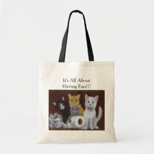 Bolsa Tote Gatinhos se divertindo com o Saco de Tote