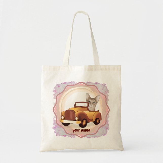 Bolsa Tote Gato Abissínio Dirigindo Carro (Frente)