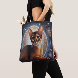 Bolsa Tote Gato Abissino Artístico, Gatinho Abissino Moderno