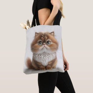BOLSA TOTE GATO ADORÁVEL DE FANTASIA DE CARTÃO BRANCO MARROVI