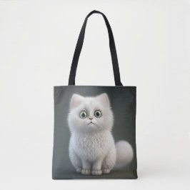 BOLSA TOTE GATO ADORÁVEL DE TODA A FANTASIA DE CARTÃO BRANCA