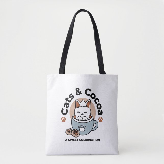 Bolsa Tote Gato Adorável no Design de Férias de Mug - Gato e  (Frente)