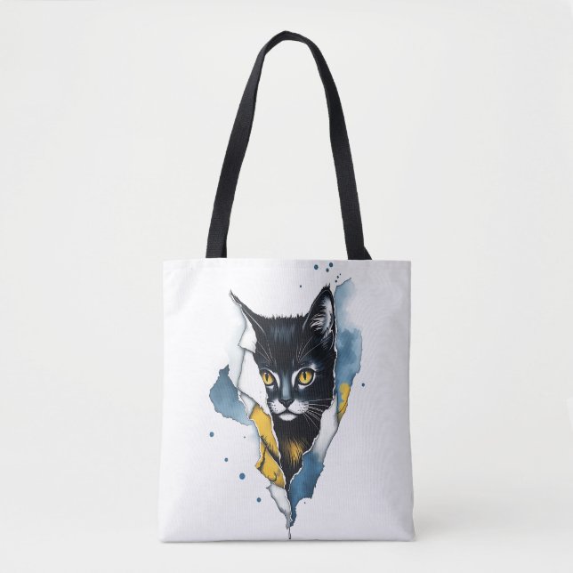 Bolsa Tote Gato Adorável: Um Design Puro de Cuteness 🐾 ✨ (Frente)