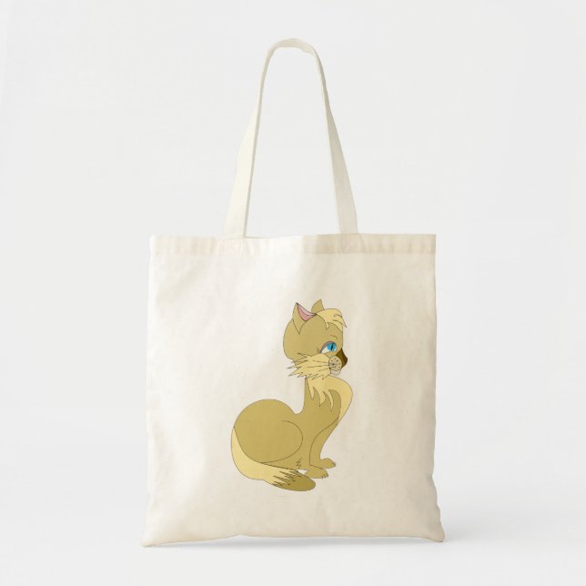 Bolsa Tote Gato Amarelo com Saco Azul (Frente)
