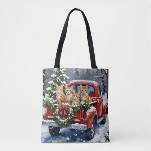 Bolsa Tote Gato Angora Turco Natal Caminhão Vermelho Férias