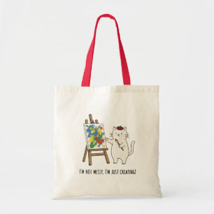 Bolsa Tote Gato Artista Desorganizado Pintura Abstrata Vermel