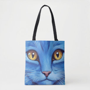 Bolsa Tote Gato Azul Grande