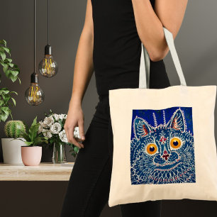Bolsa Tote Gato azul real único caleidoscópio artístico fofo
