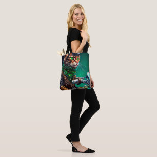 Bolsa Tote Gato Bengal dirigindo moto no Dia de São Patrício