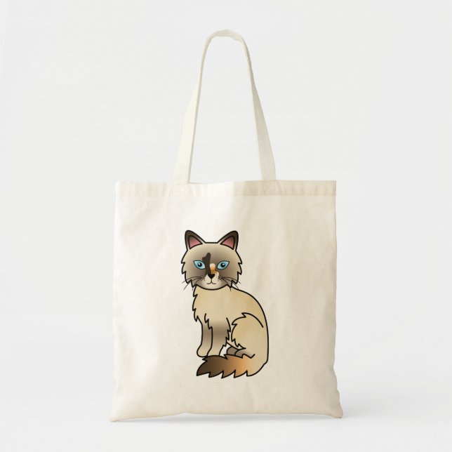 Bolsa Tote Gato Birman / Ragdoll de Pontos Tortoiseshell (Frente)