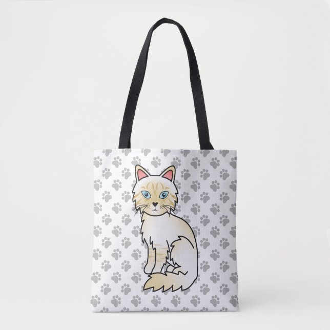 Bolsa Tote Gato Birman / Ragdoll Tabby Cream Point & Patas Fo (Frente)