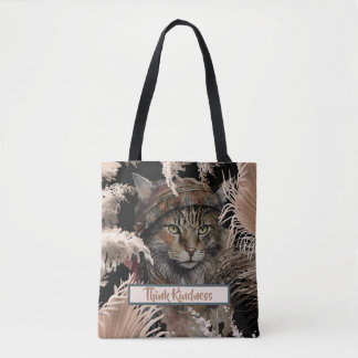 Bolsa Tote Gato Bonito Elegante Bho Pense gentileza