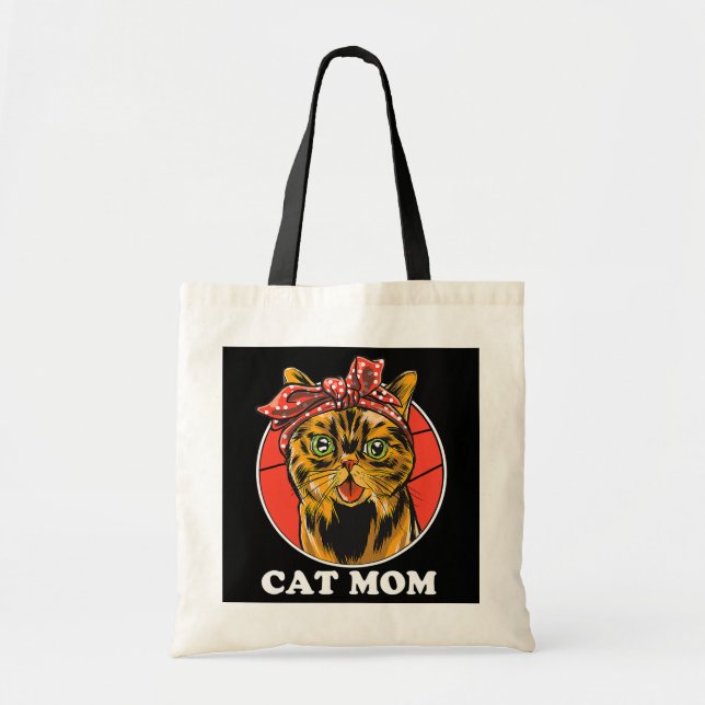 Bolsa Tote Gato Bonito Mãe Retrô Gata Amantes De Dia de as mã (Frente)