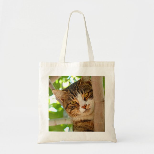 Bolsa Tote Gato Bonito Subindo uma Árvore (Frente)