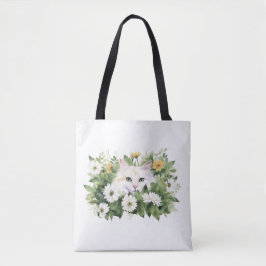 Bolsa Tote Gato Branco Da Aquarela Em Daisie