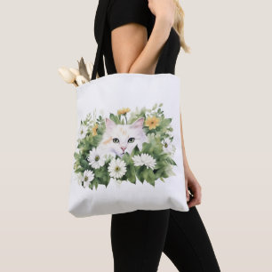 Bolsa Tote Gato Branco Da Aquarela Em Daisie