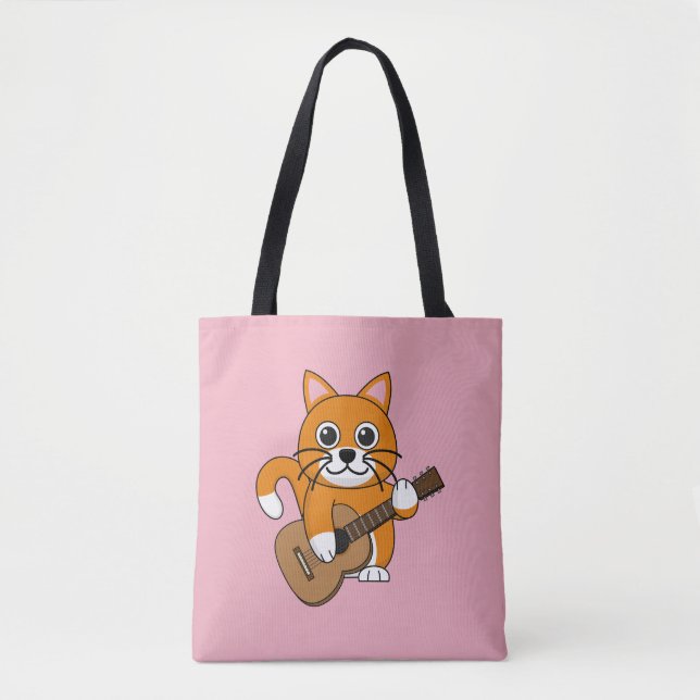 Bolsa Tote Gato Branco De Cor Laranja Cura A Tocar Cartografi (Frente)