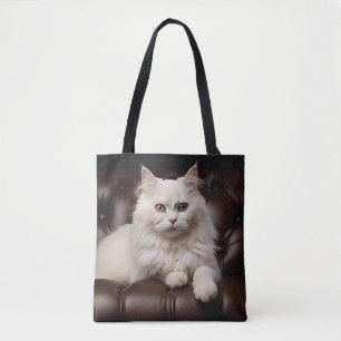 Bolsa Tote Gato branco majestoso