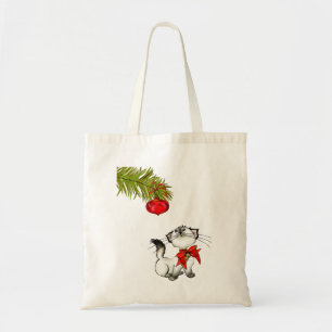Bolsa Tote Gato brincalhão do gatinho em um arco vermelho do