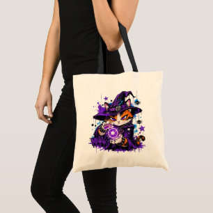Bolsa Tote Gato Calico Feiticeiro Halloween