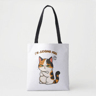 Bolsa Tote Gato Calico Mal-humorado - Estou julgando você