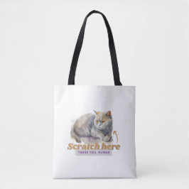 Bolsa Tote Gato Cheio "Scratch Aqui, Obrigado Humano"