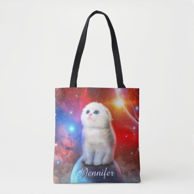 Bolsa Tote Gato chorando no espaço (Frente)